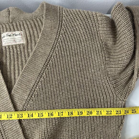 Free People WTF Cardigan Sweater Womens Medium Obi Cardi Driftwood Wrap - Picture 11 of 13
